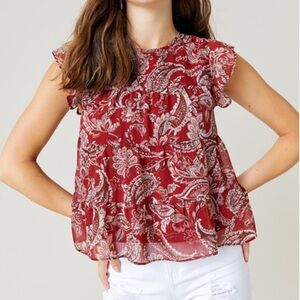 NWT paisley red flowy top